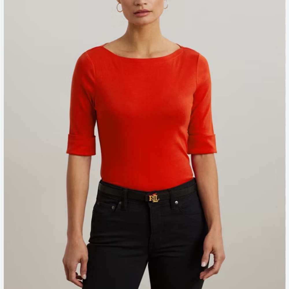 Ralph Lauren Stretch Cotton Boatneck Tee